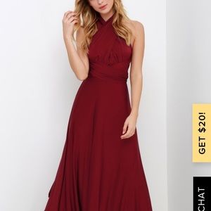 Lulus maxi burgundy convertible dress!